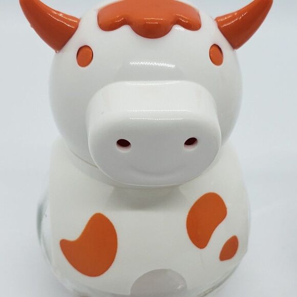 Herevin𝅺 Vintage Rustic Orange White Clear Glass Cow Salt and Pepper Shaker Set - Picture 2 of 9